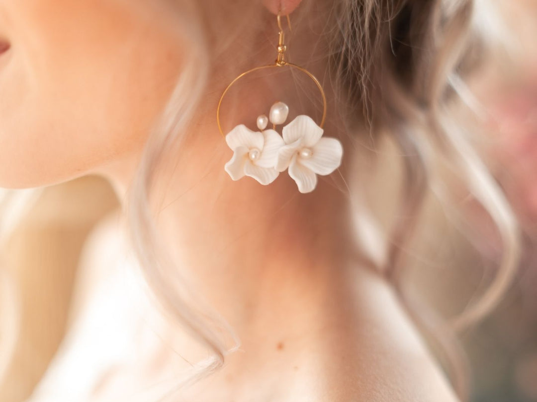 Violette: Ohrringe Circle mit Süßwasserperlen | Farbe gold oder silber