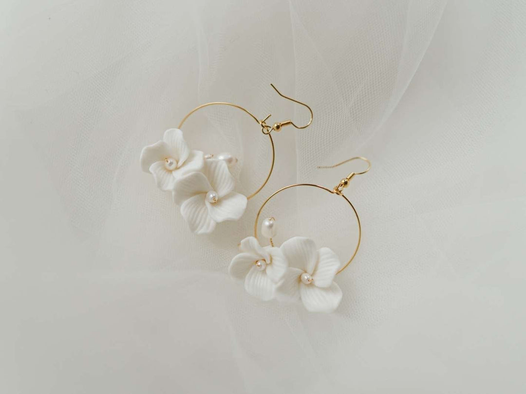 Violette: Ohrringe Circle mit Süßwasserperlen | Farbe gold oder silber