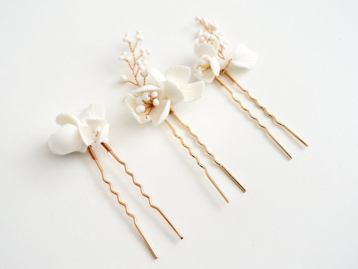 All White: Haarnadel 3er Set Manou | Farbe gold oder silber