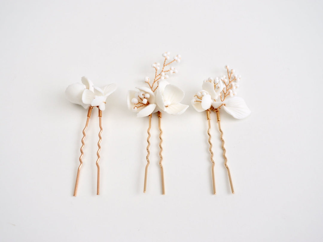 All White: Haarnadel 3er Set Manou | Farbe gold oder silber