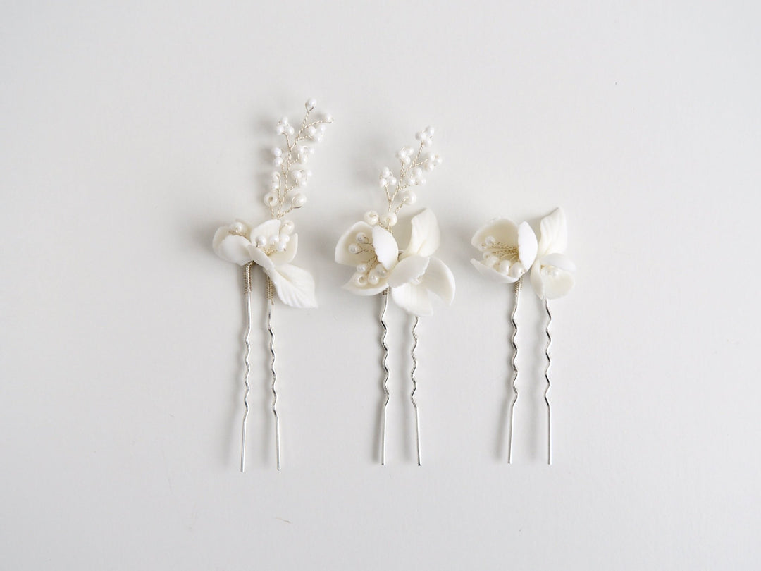 All White: Haarnadel 3er Set Manou | Farbe gold oder silber