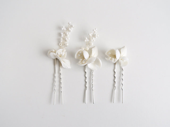 All White: Haarnadel 3er Set Manou | Farbe gold oder silber
