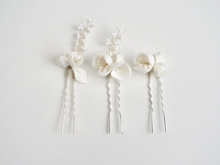 All White: Haarnadel 3er Set Manou | Farbe gold oder silber