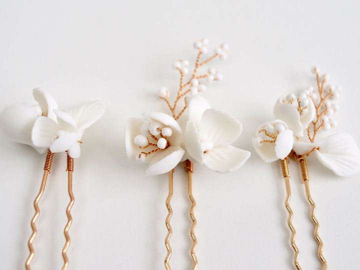 All White: Haarnadel 3er Set Manou | Farbe gold oder silber