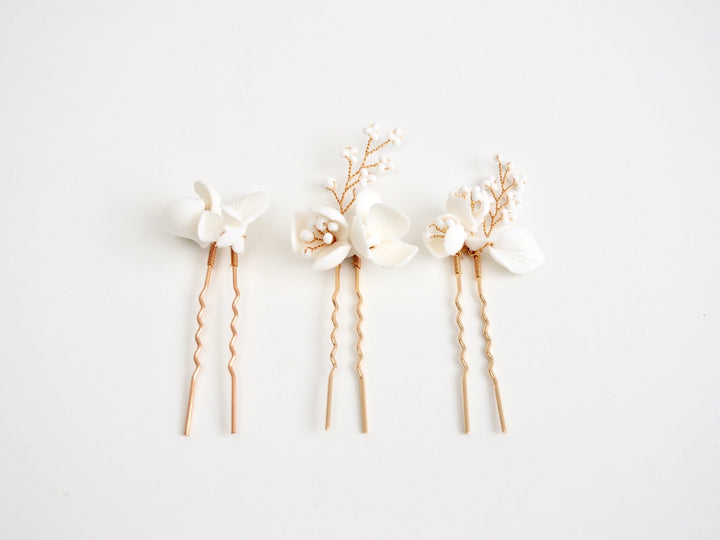 All White: Haarnadel 3er Set Manou | Farbe gold oder silber