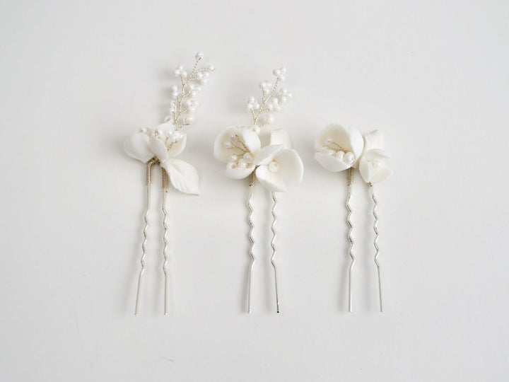 All White: Haarnadel 3er Set Manou | Farbe gold oder silber