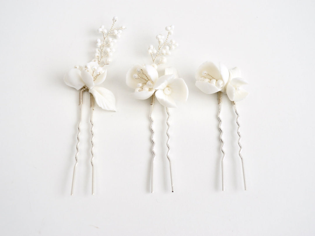 All White: Haarnadel 3er Set Manou | Farbe gold oder silber