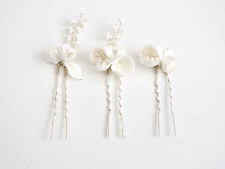 All White: Haarnadel 3er Set Manou | Farbe gold oder silber
