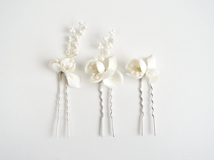 All White: Haarnadel 3er Set Manou | Farbe gold oder silber