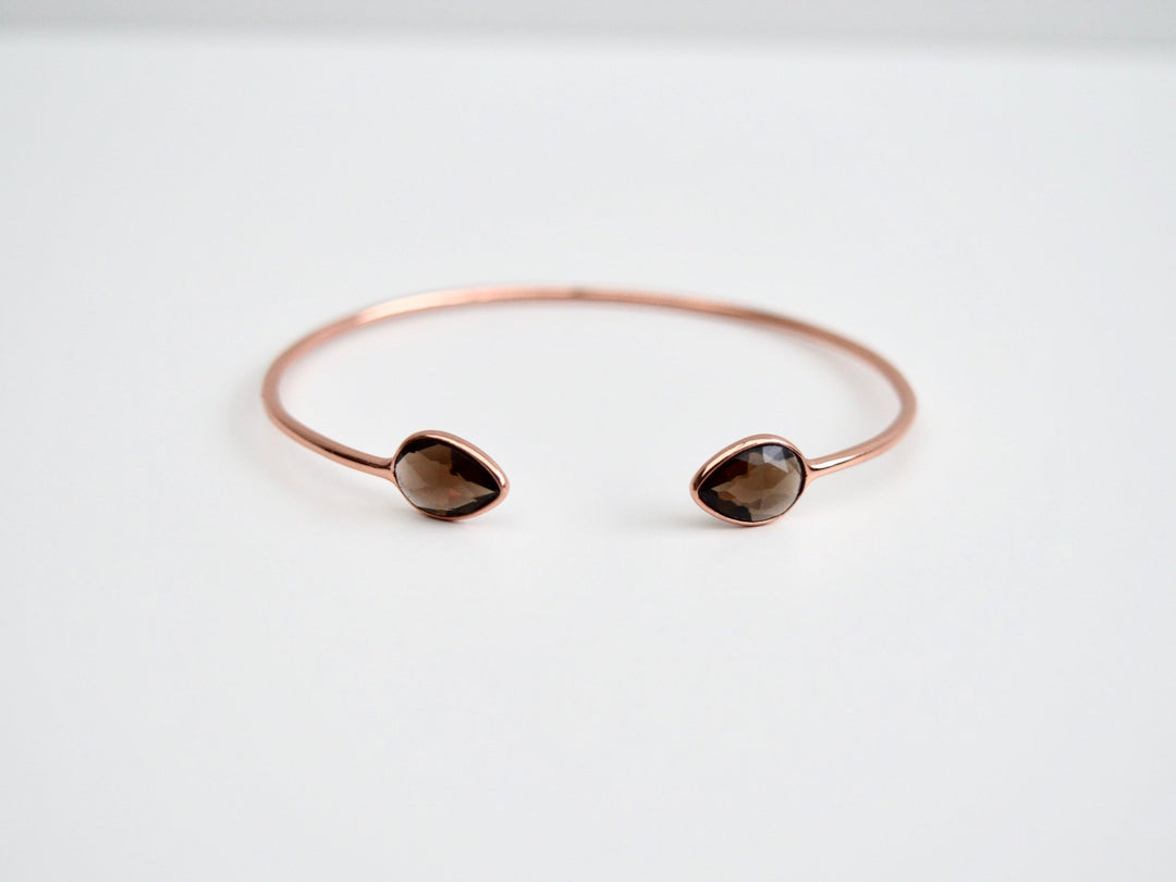 Delicate Drops: Rauchquarz Armspange | vergoldet, rosévergoldet, silber