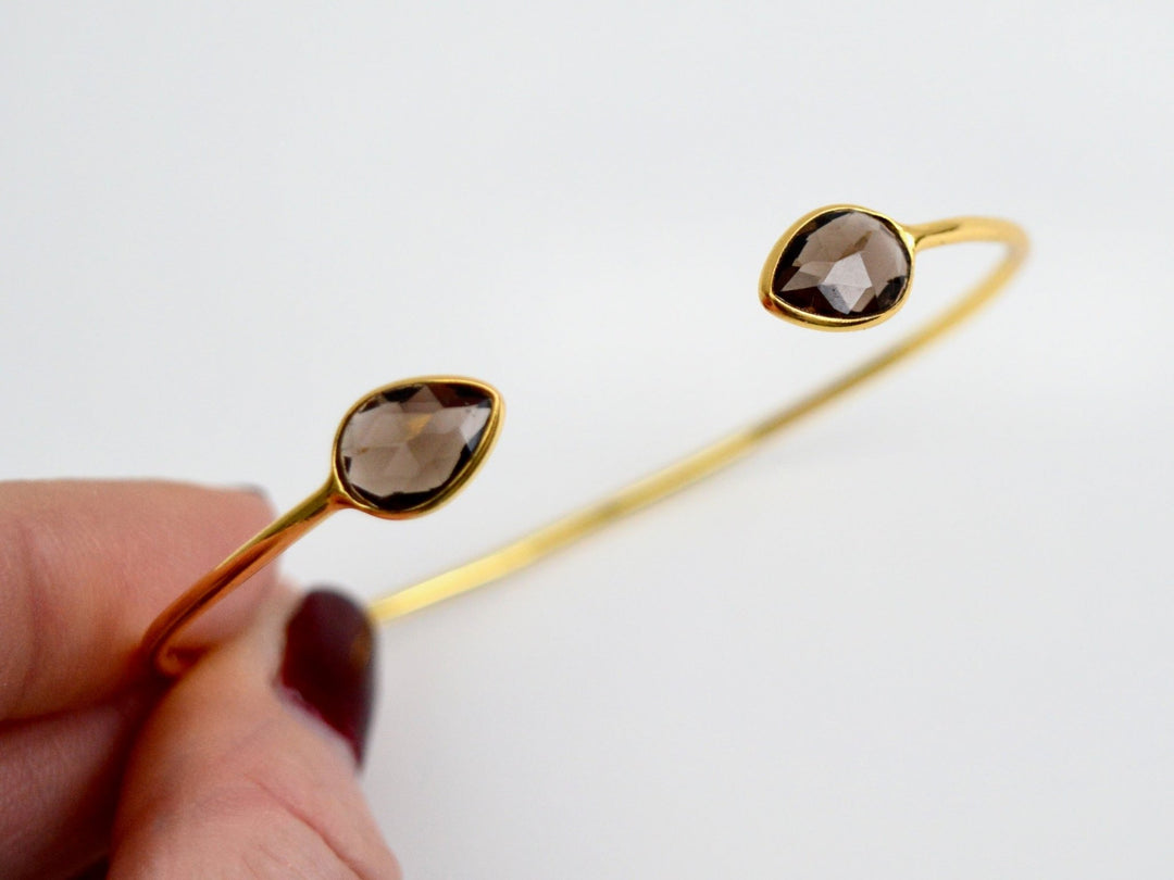 Delicate Drops: Rauchquarz Armspange | vergoldet, rosévergoldet, silber