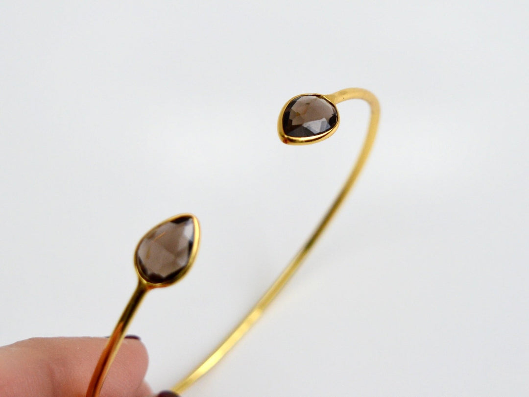 Delicate Drops: Rauchquarz Armspange | vergoldet, rosévergoldet, silber