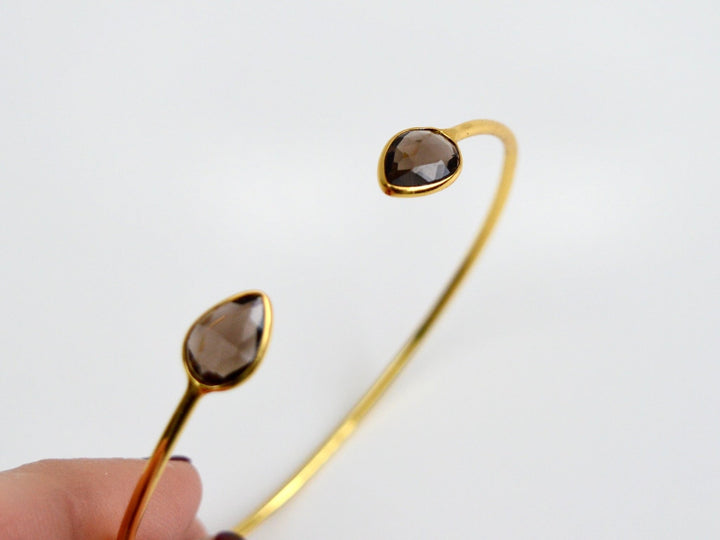 Delicate Drops: Rauchquarz Armspange | vergoldet, rosévergoldet, silber