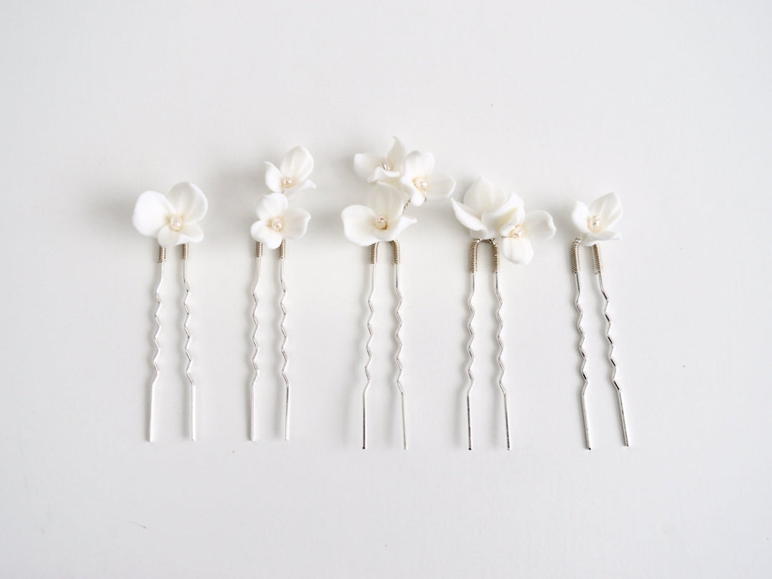 Eline: Hairpins 5er-Set mit Perlen | Farbe silber