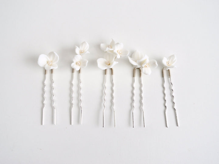 Eline: Hairpins 5er-Set mit Perlen | Farbe silber