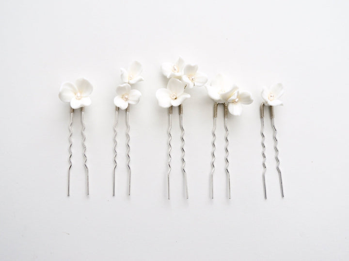 Eline: Hairpins 5er-Set mit Perlen | Farbe silber