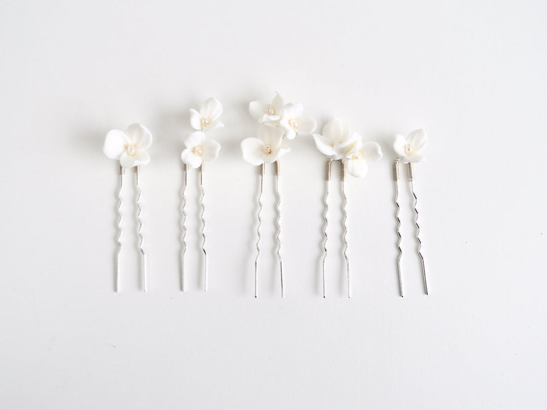 Eline: Hairpins 5er-Set mit Perlen | Farbe silber