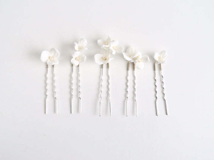 Eline: Hairpins 5er-Set mit Perlen | Farbe silber