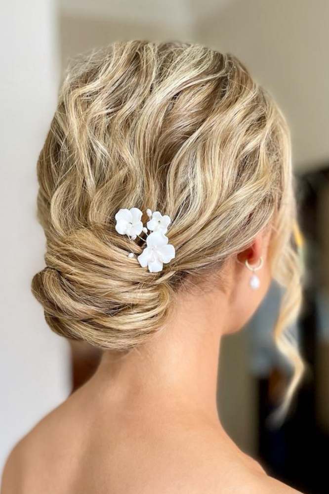 Fleurs Blanches: Haarnadel Set mit echten Perlen | Farbe gold oder silber