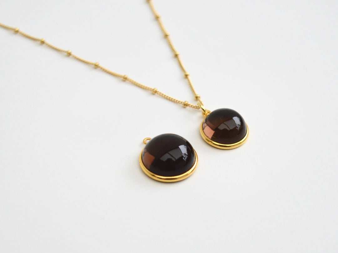 Gem Dots: Satellite Kette Rauchquarz | vergoldet, rosévergoldet, silber