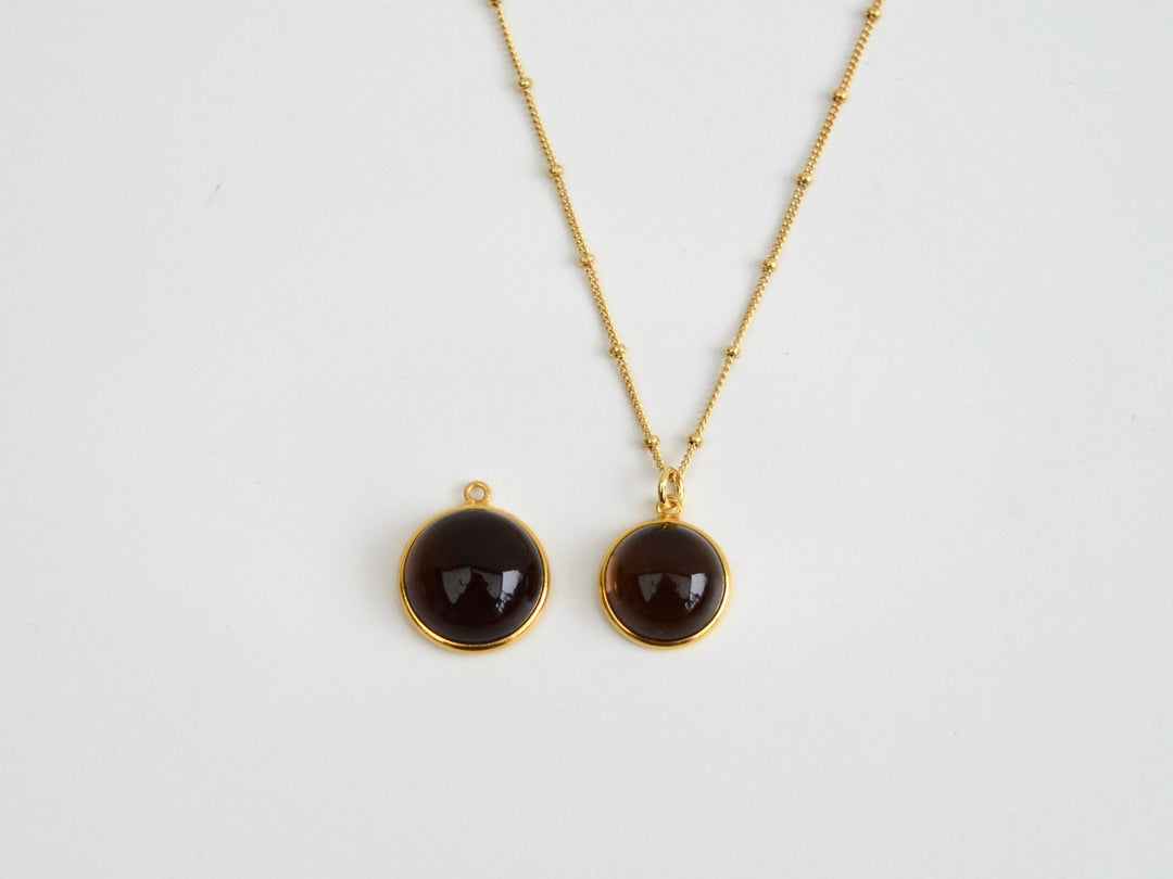 Gem Dots: Satellite Kette Rauchquarz | vergoldet, rosévergoldet, silber