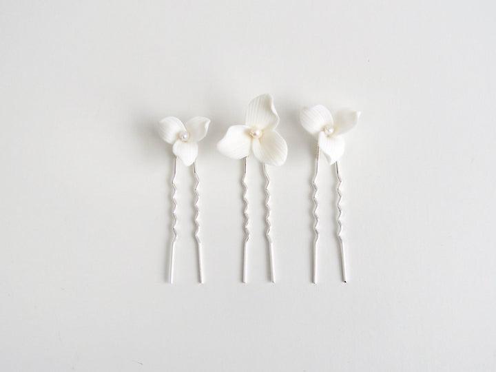 Lillie: Hairpins 3er-Set mit echten Perlen | Farbe silber