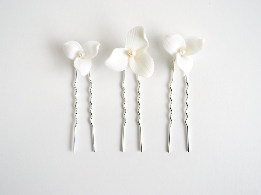 Lillie: Hairpins 3er-Set mit echten Perlen | Farbe silber