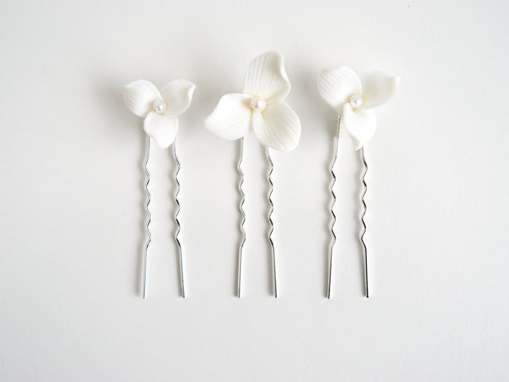Lillie: Hairpins 3er-Set mit echten Perlen | Farbe silber
