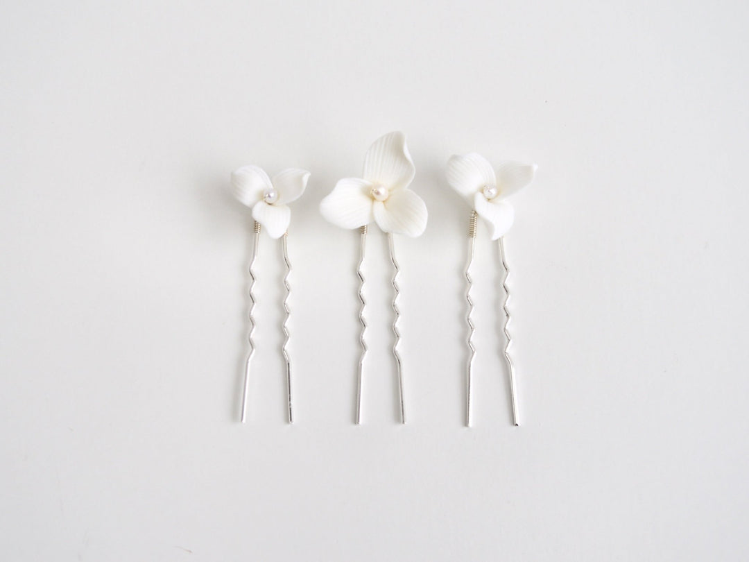 Lillie: Hairpins 3er-Set mit echten Perlen | Farbe silber