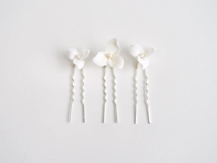 Lillie: Hairpins 3er-Set mit echten Perlen | Farbe silber