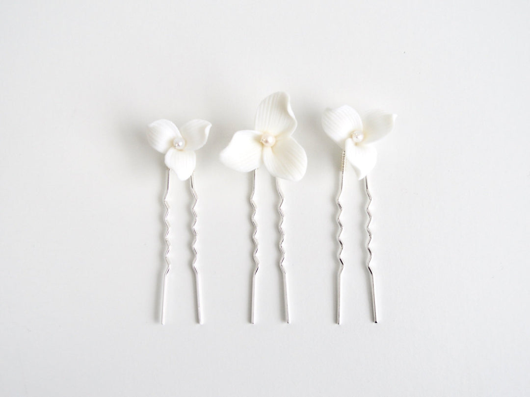 Lillie: Hairpins 3er-Set mit echten Perlen | Farbe silber
