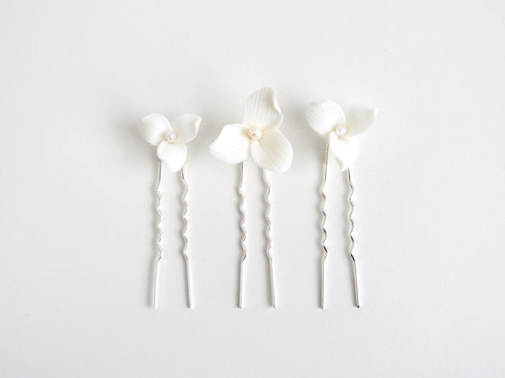 Lillie: Hairpins 3er-Set mit echten Perlen | Farbe silber