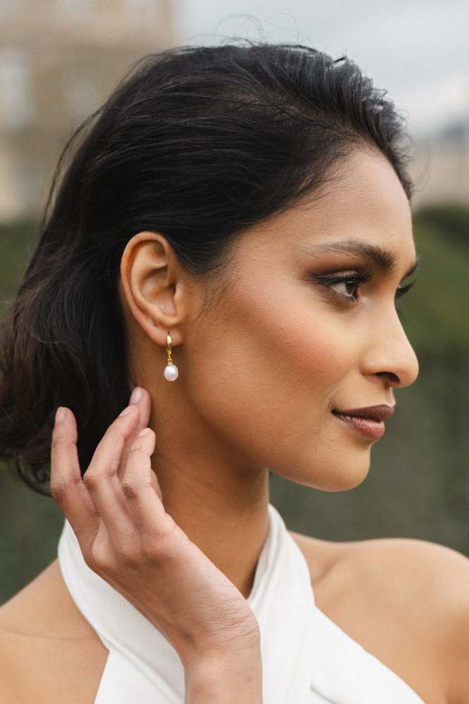 Pearls: Hoops mit ovalen AAA Süßwasserperlen | vergoldet, silber