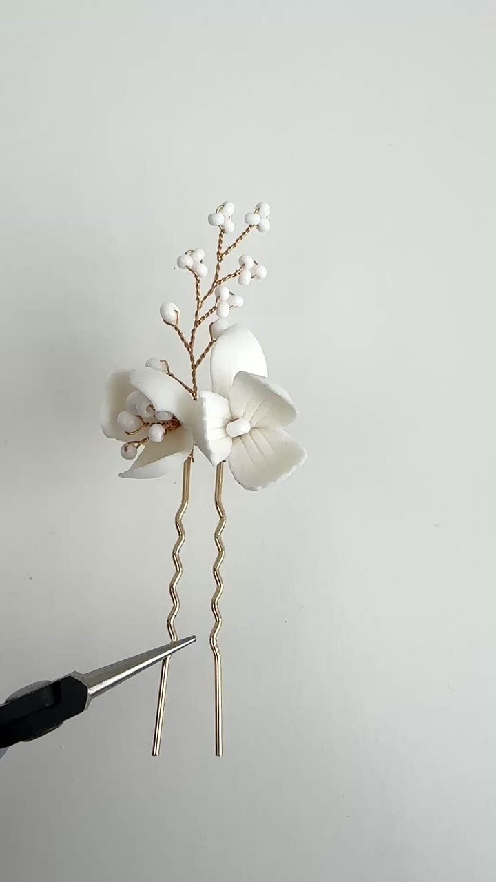 All White: Haarnadel 3er Set Manou | Farbe gold oder silber