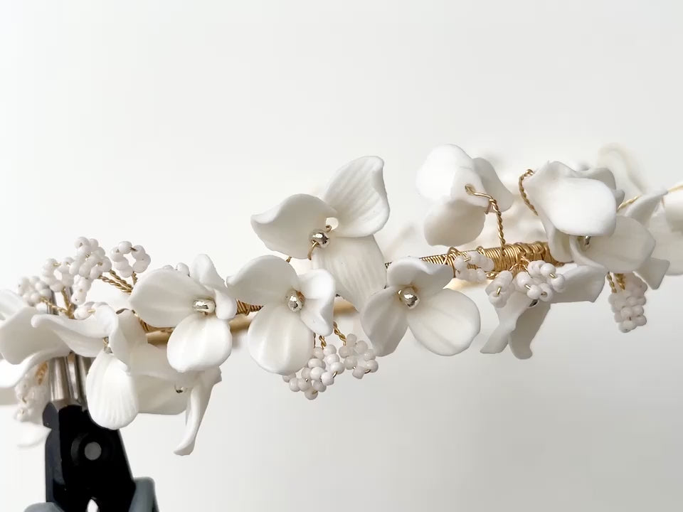 Florianne: Haarreif mit 3D Blüten | Farbe gold oder silber