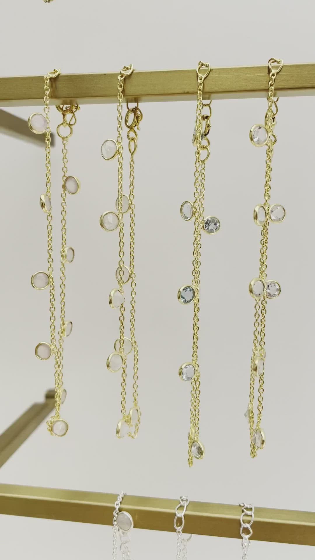 Flying Gemstones: Zartes Armkettchen Mondstein | vergoldet, silber