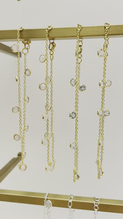 Flying Gemstones: Zartes Armkettchen Mondstein | vergoldet, silber