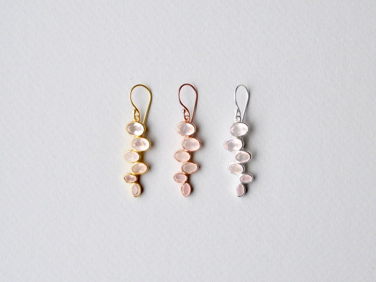 Amber: Rosenquarz Ohrhänger | vergoldet, rosévergoldet, silber - Mia&Martha by Katja Schmalen