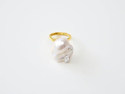 Baroque Pearls: Edler Statement Ring XL Perle vergoldet