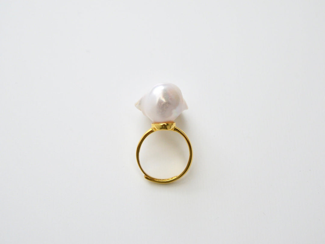 Baroque Pearls: Edler Statement Ring XL Perle vergoldet