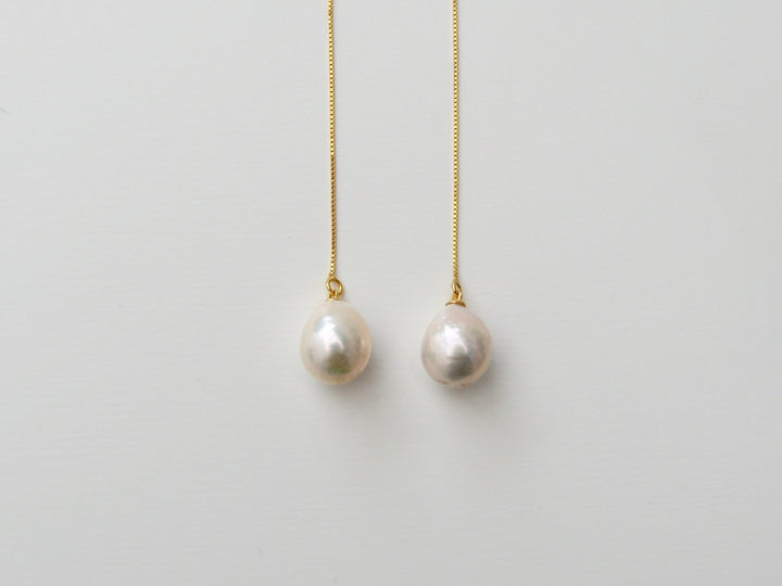 Baroque Pearls: Threader Ohrkette Drops mit echten Perlen | vergoldet