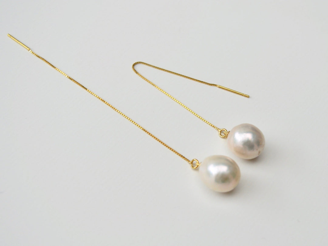 Baroque Pearls: Threader Ohrkette Drops mit echten Perlen | vergoldet