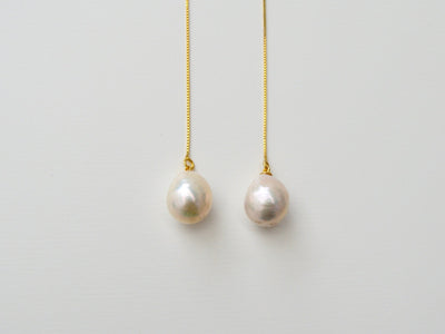 Baroque Pearls: Threader Ohrkette Drops mit echten Perlen | vergoldet