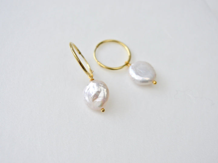 Coin Pearls: Creolen mit echten Perlen | vergoldet, rosévergoldet, silber