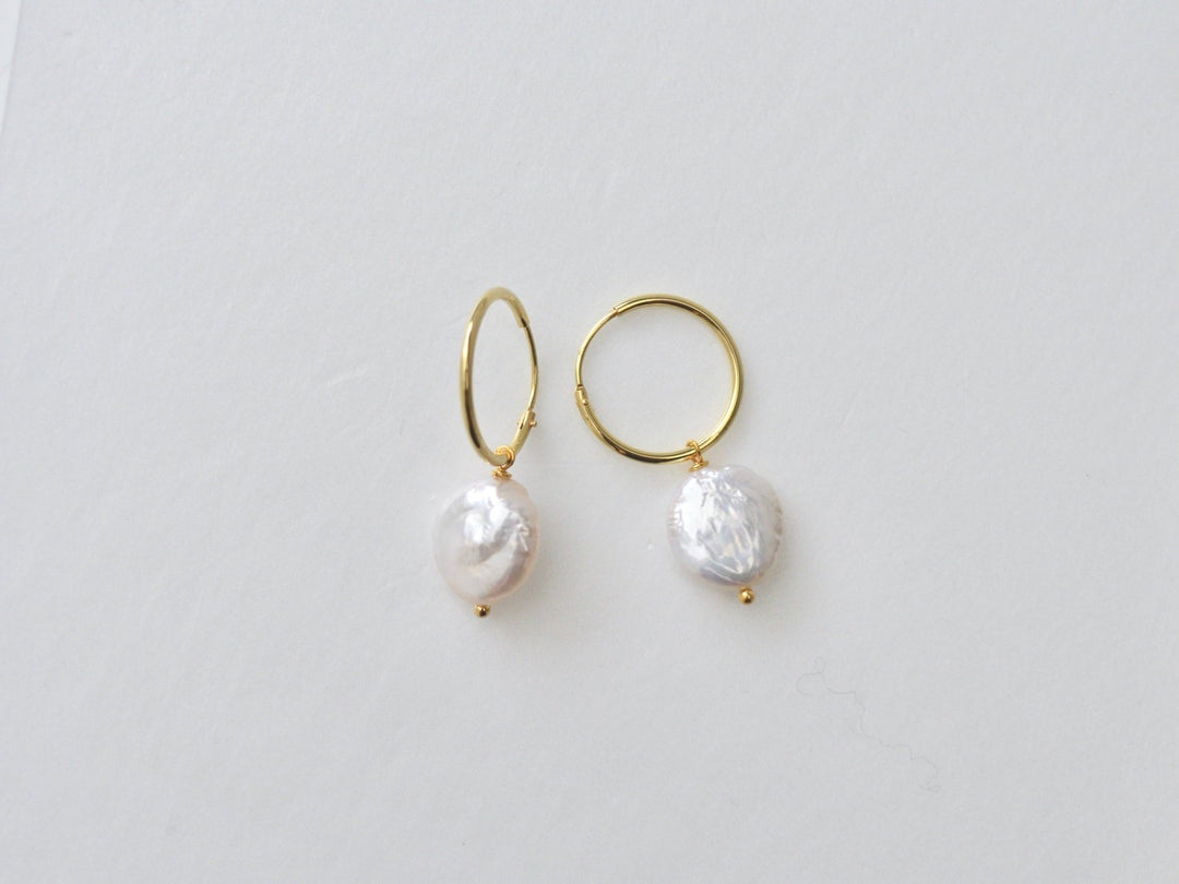 Coin Pearls: Creolen mit echten Perlen | vergoldet, rosévergoldet, silber
