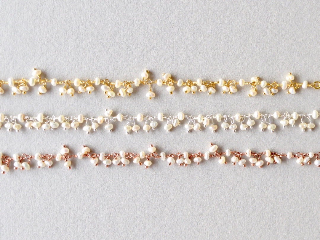 Dangling Natural Pearls: Zartes Perlenarmband | vergoldet, rosévergoldet, silber - Mia&Martha by Katja Schmalen