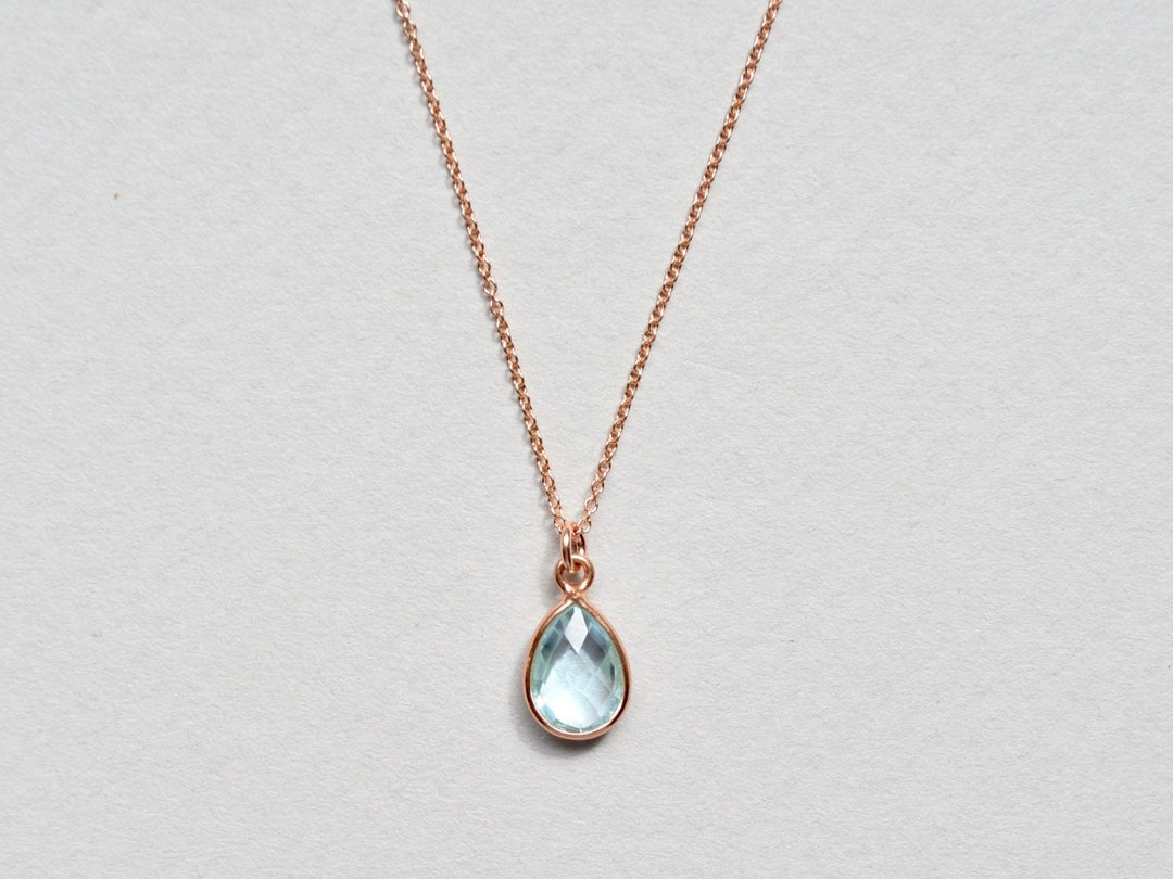 Delicate Drops: Blauer Topas Kette | vergoldet, rosévergoldet, silber