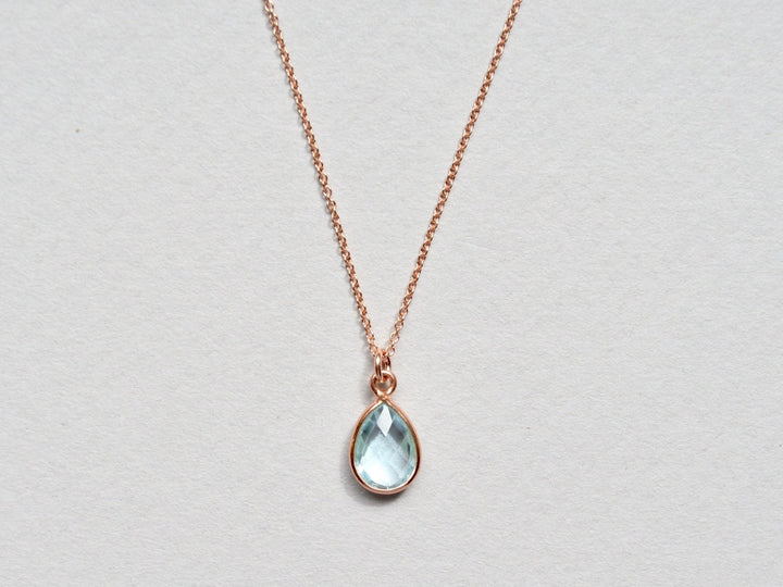 Delicate Drops: Blauer Topas Kette | vergoldet, rosévergoldet, silber