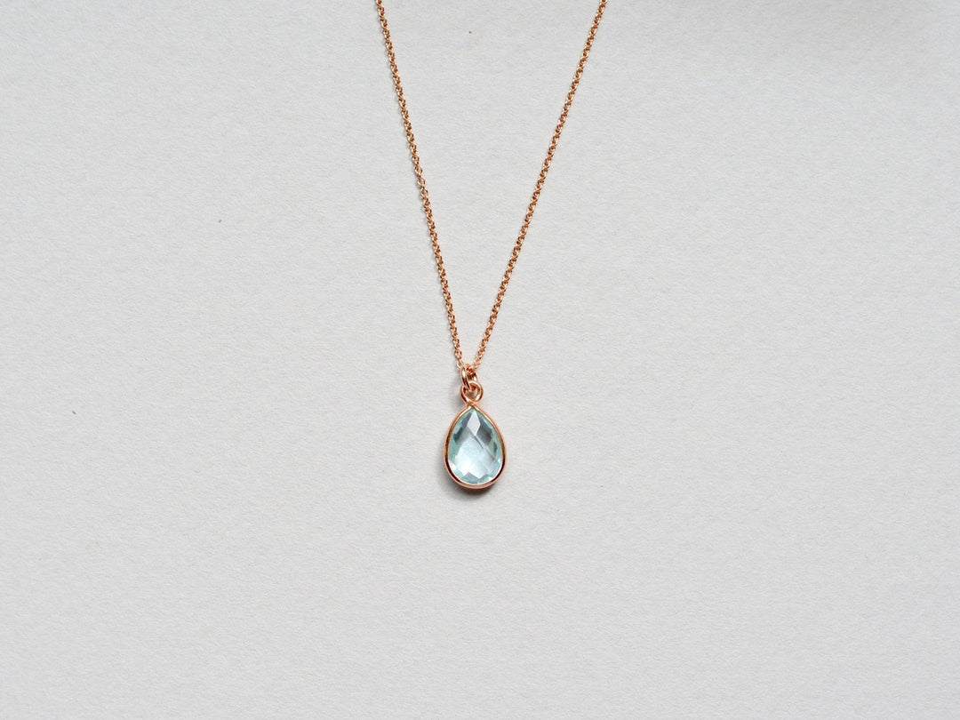 Delicate Drops: Blauer Topas Kette | vergoldet, rosévergoldet, silber