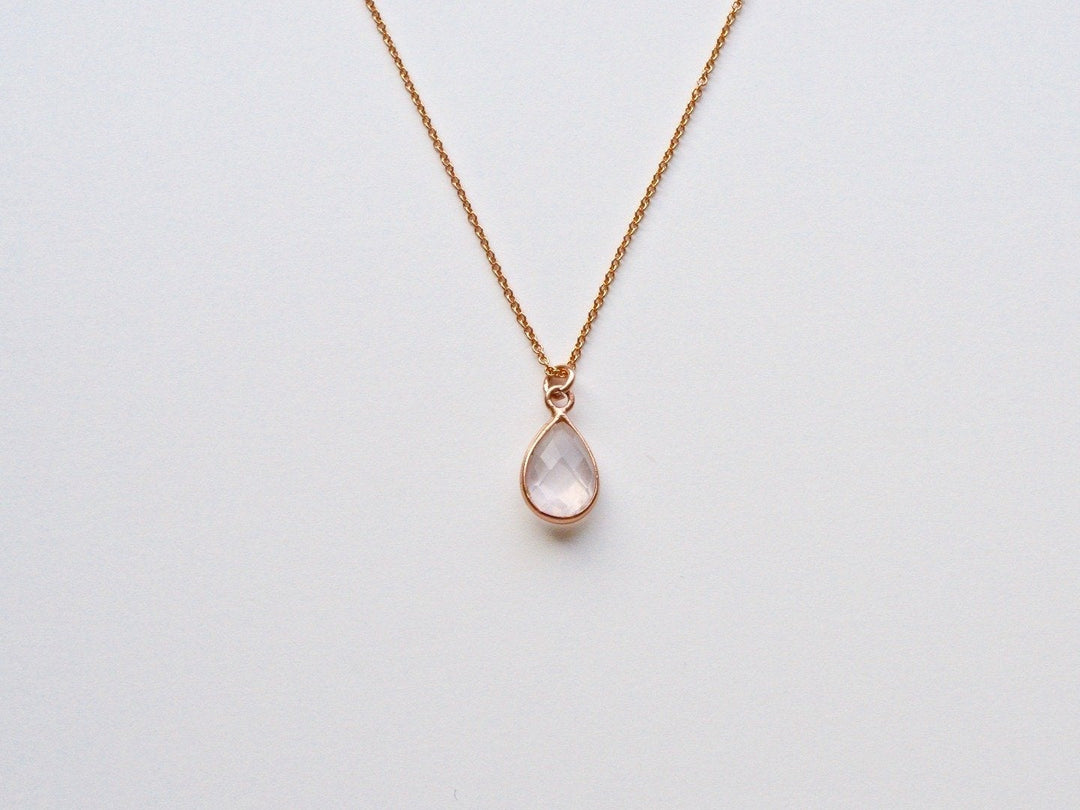 Delicate Drops: Rosenquarz Kette | vergoldet, rosévergoldet, silber